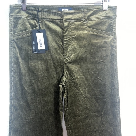 Paige Clean Front Leenah Trousers Flare Corduroy Pants Brushed Dark Olive 29 - Picture 3 of 15